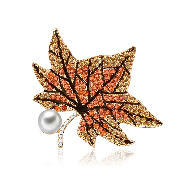 

Factory made luxury brooch for evening dress leaves brooch girl rhinestone cute brooches for wholesale