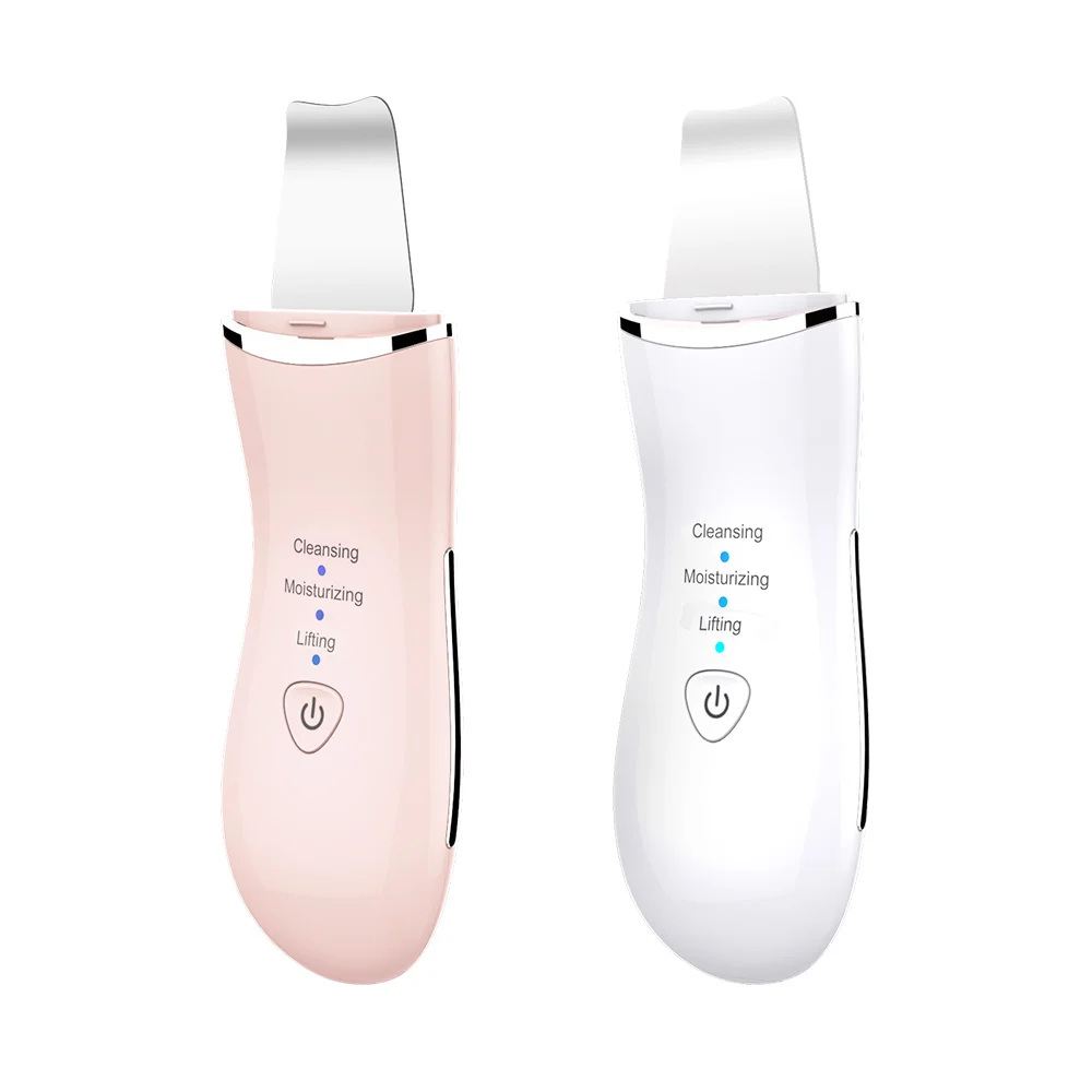 

Professional facial electronic spatula sonic facial pore cleanser ultrasonic skin scrubber, White/pink/black