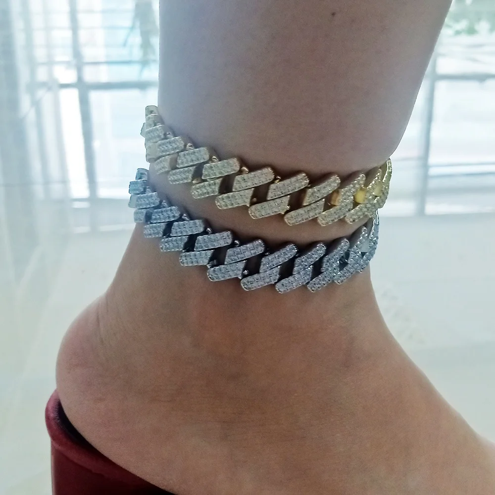 Cuban Link Anklet,White Gold Bling Custom Diamond Initial Letter Anklet Women Buy Letters