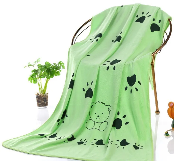 

Wholesale Paw Print Pet Cat Dog Cover Towel Blanket Dog Towel Microfiber Drying Dog Bathrobe Towel, Customized