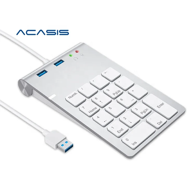

ACASIS Wired Numeric Keypad 18 Keys Mini USB 3.0 Hub Portable Financial Accounting Office Keyboard Number Pad for Laptop