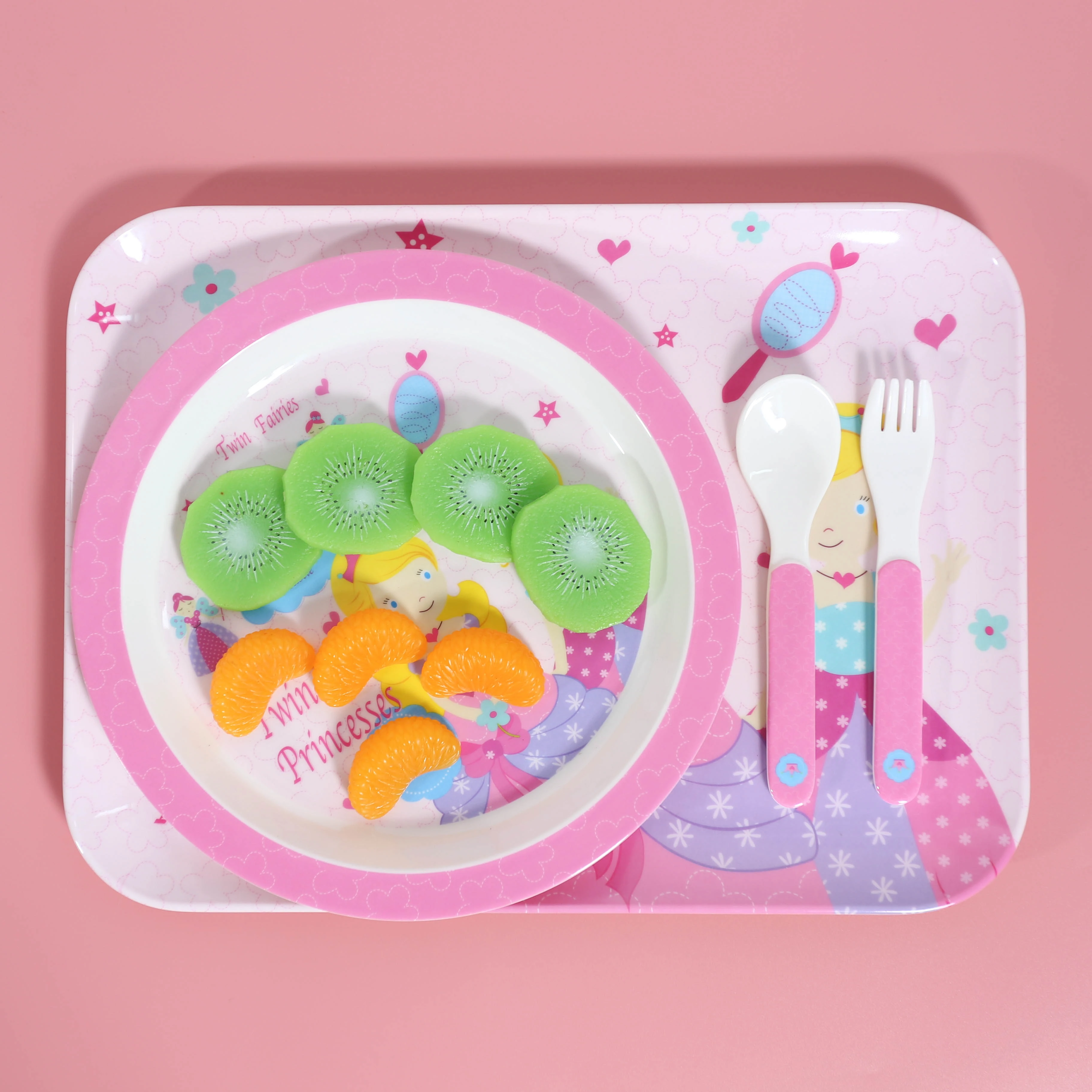 

Kids Supplier 5Pcs Set Bamboo Kids Dinnerware Set