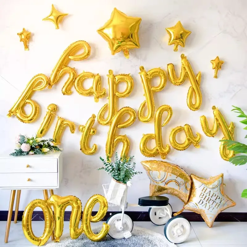 

13pcs Happy Birthday Decoration Balloons Rose Gold Letter Foil Ballons Birthday Party Decorations Globos Anniversaire Balony