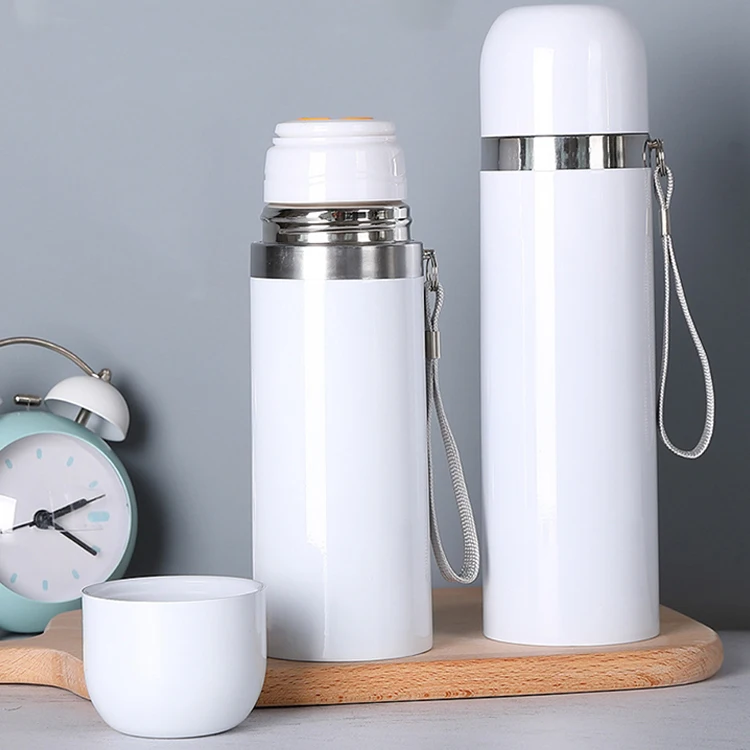 

A2720 Stainless Steel Heat Paint Coating Drinking Cups Custom Logo Gift Tea Coffee Cup Water Bottle White Portable Vacuum Cup