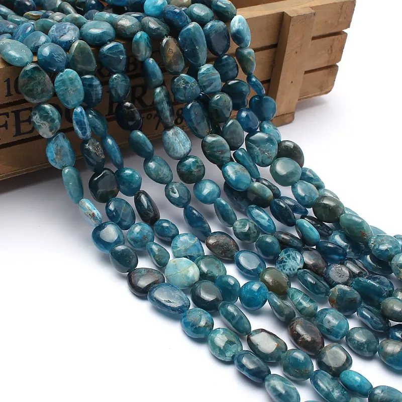 

Jewelry Making Accessories Natural Stone Beads 8-10mm Irregular Blue Apatite Stone Beads For Bracelet Necklace