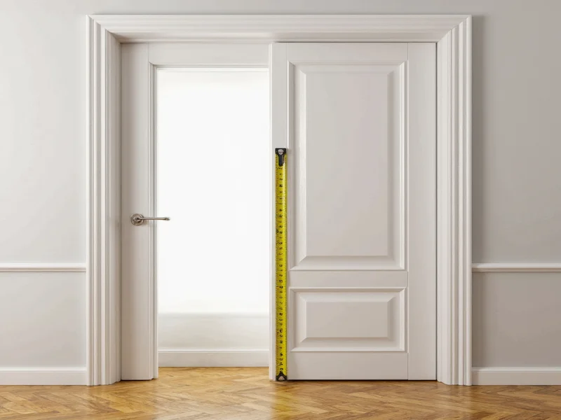 Measuring door rough opening with tape measure