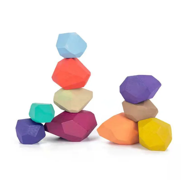 

Wooden Sorting Stacking Balancing Stone colorful and origin wood stone for kids stones puzzle Educational Preschool Learning Toy