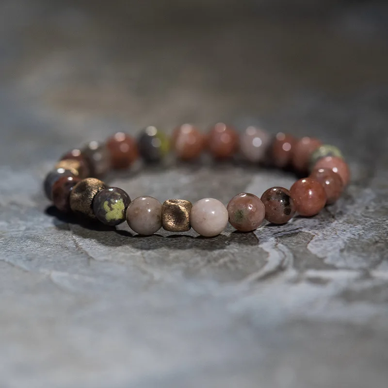 

Newest Wholesale Custom 8mm Magnet Elastic Beaded Charm Bracelet Stretch Natural Stone Lava Bead Bracelet For Couple