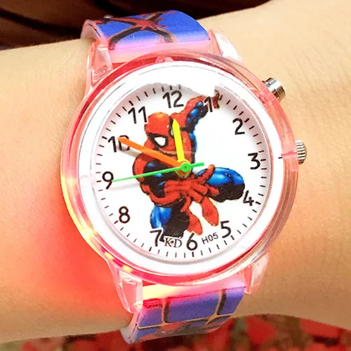 

Flash Light Watch kids Cartoon Bracelet Silicone Strap Spiderman Kids Watches For Boys