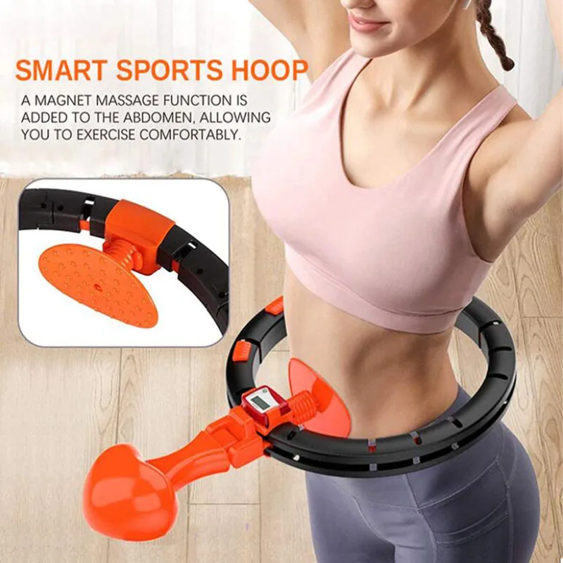 

Hoop Sport Yoga Home Equipment Smart Hoola Hoops Fitness Adjustable Waist Weight Loss with Counter, Orange