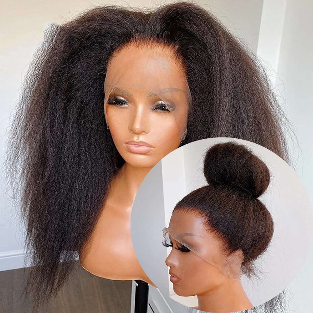 

Private Label Lace Frontal Wig Pre Plucked with Baby Hair Kinky Straight HD Lace Front Human Hair Wigs Black Women