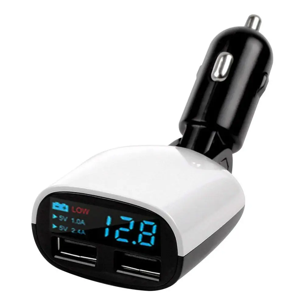 

Car Charger 2 Port 3.4A, Dual USB Charger LCD Display ,12-24V Cigarette Socket Lighter Fast Car Charger Adapter, Black white customized