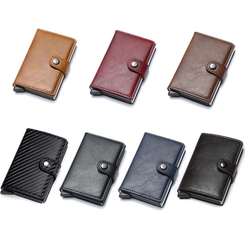 

Drop Shipping Minimalist Wallet For Men Slim Credit Card Holder Pop-up Pu Leather Purse Smart RFID Blocking Wallet