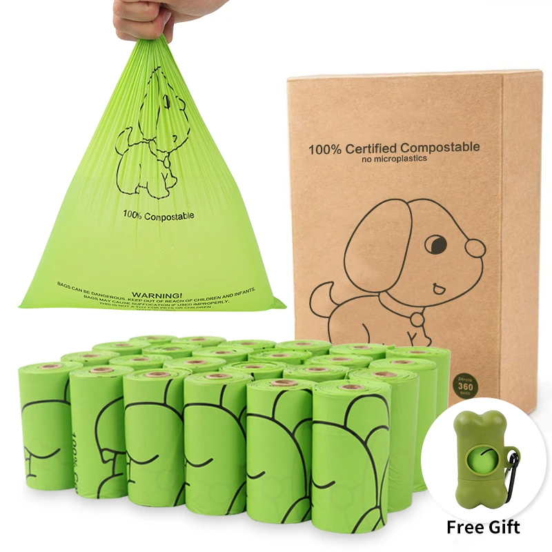 

Dog Poop Bags Eco Friendly Biodegradeable Pet Waste Bag Grooming Tools for Small Animals Brushes All-season 7-15 Days HDPE+EPI, Green