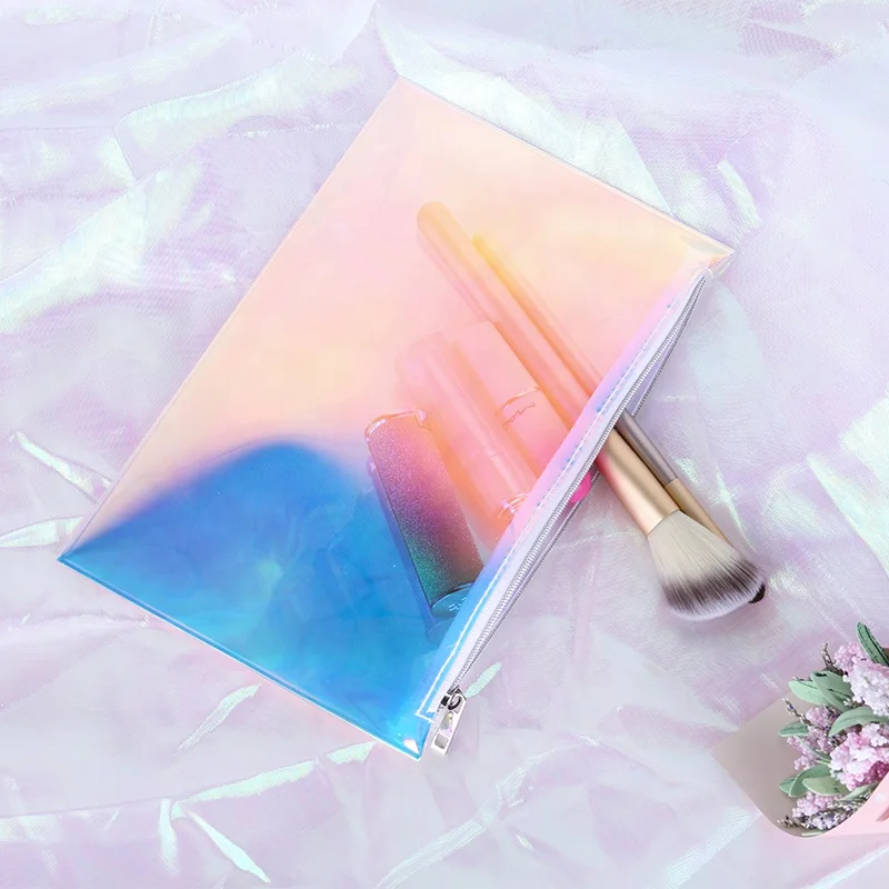 

Fashion Clear TPU Holographic Gift Bag Waterproof Transparent Travel Glitter Makeup Bag Cosmetic With Zipper For Women