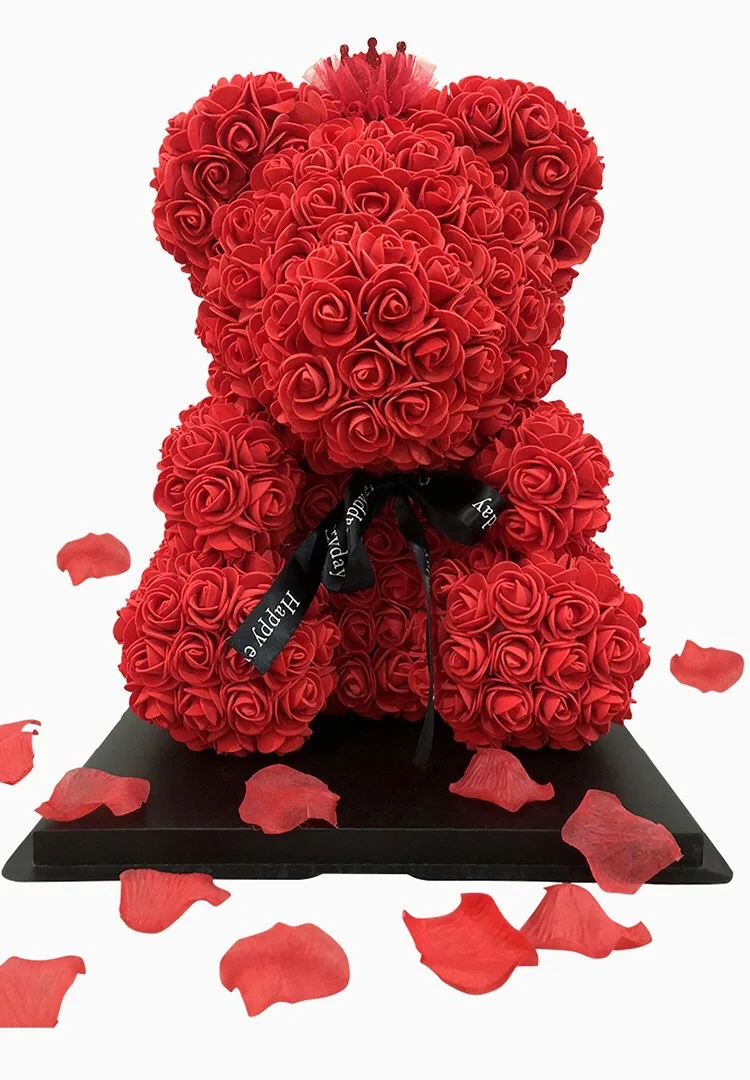 Rose Bear With Gift Box Artificial Ours Rose 25cm Teedy Bear Rose Oso