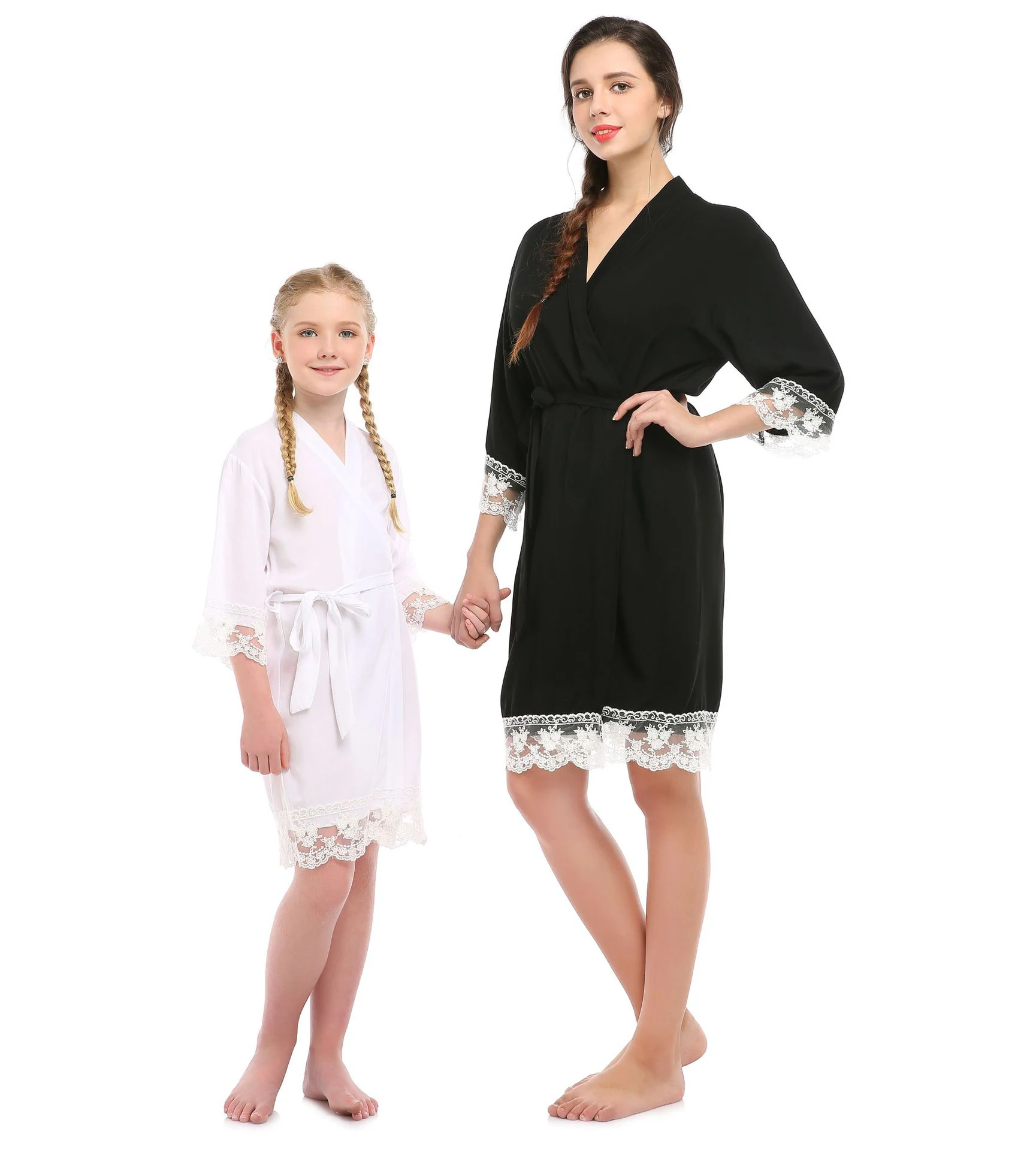 

PANEW1501 Gorgeous cotton and Lace Bridal Robe for kids and adults