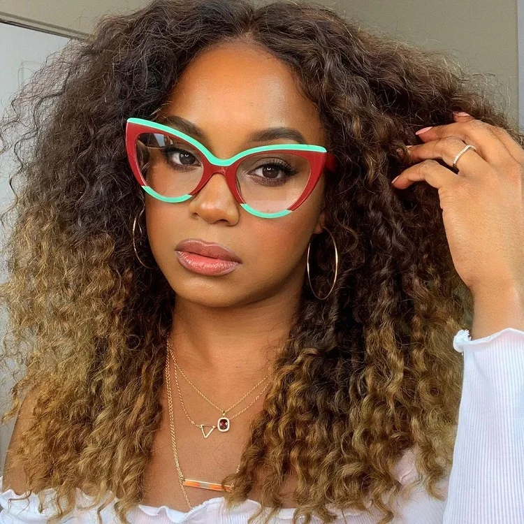 

Stylish Vogue Womens Acetate Tortoise Cat Eye Tortoise Crystal Frame Brand Custom Optical Eyeglasses, 3 colors