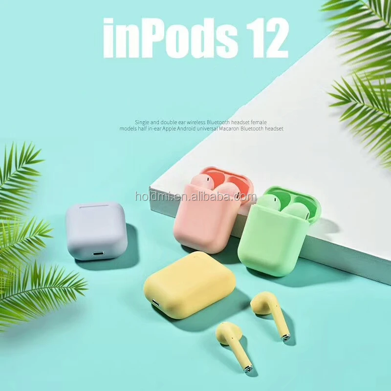Hot sale red color wireless earphone inpods 12 macaron i12 TWS Blue tooth earbuds for iphone and samsung - ANKUX.COM
