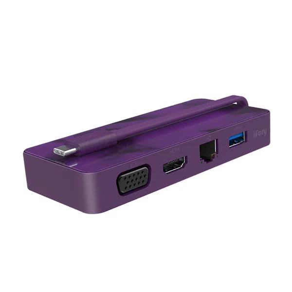 Colorido 2020 iFory 4-en-1 USB C a de hub USB 3,0 Ethernet VGA HDMI Multiport estaci&oacute;n de acoplamiento - ANKUX Tech Co., Ltd