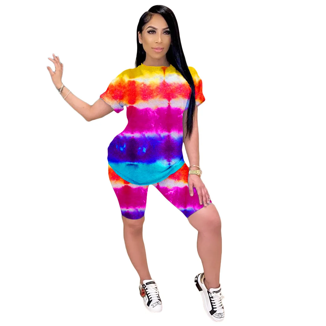 

Hot selling casual rainbow tie-dye suit Women Sportswear Sportswear For Women
