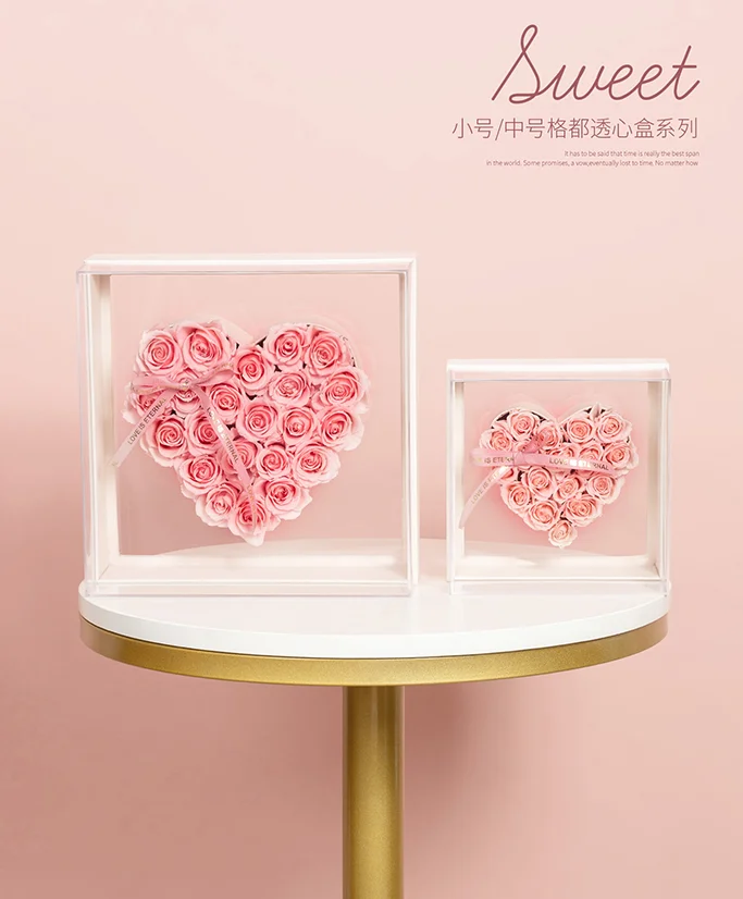 High Quality Luxury Clear Transparent Acrylic Square Flower Box With