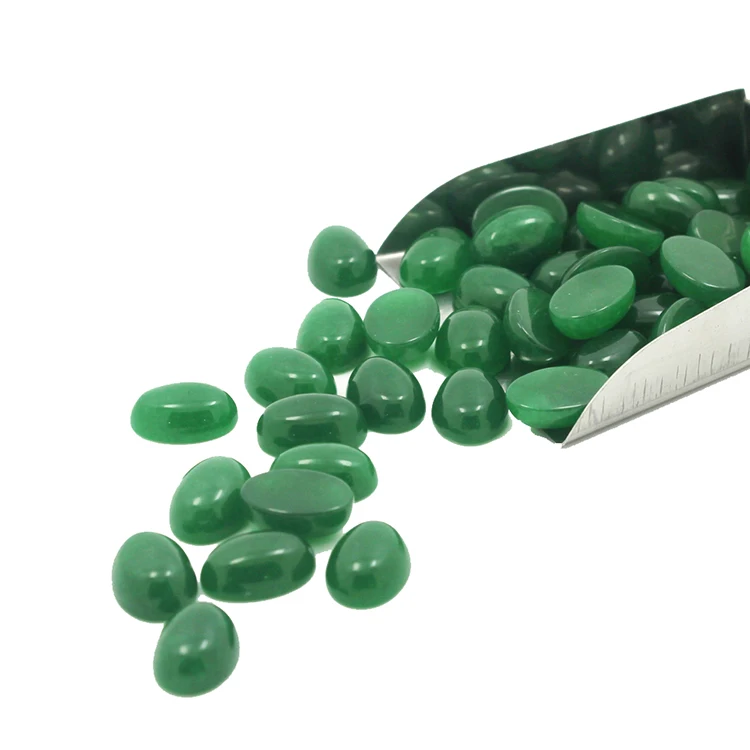 

Dark green malay jade stone oval flat back cabochon gemstones, Green jade