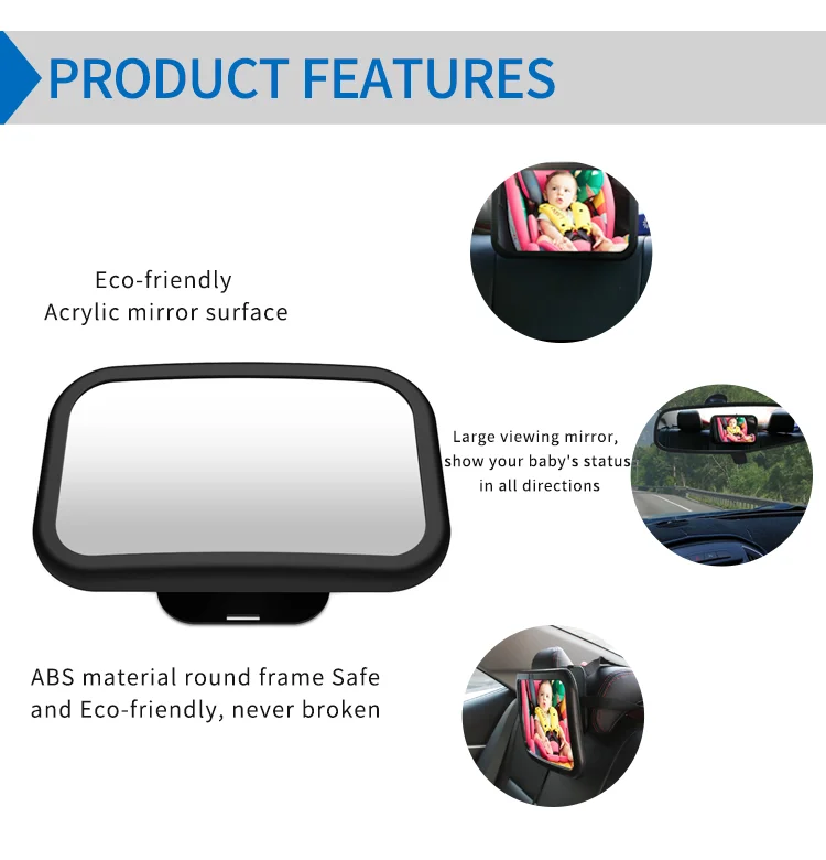 2020 New Arrival Safety Baby Car Rearview Mirror Children Rear Back seat Child Mirror Car Baby With Light for car rear facing