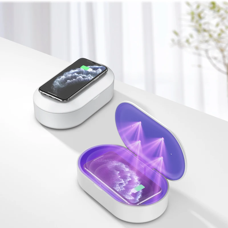

New Invention 2020 Uv Mask Sanitizer Household Travel Use Uv Sterilizer Box With Charger Wireless, White