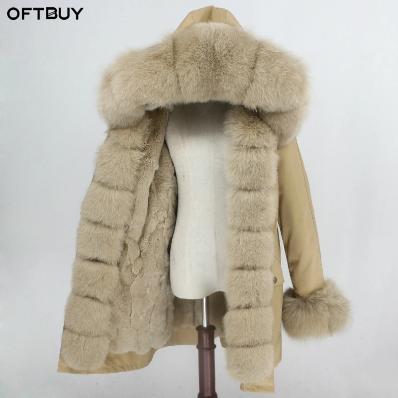 

OFTBUY Waterproof Parka Long Real Fur Coat Natural Raccoon Fox Fur Collar Hood Rabbit Fur Liner Thick Warm Outerwear Streetwear