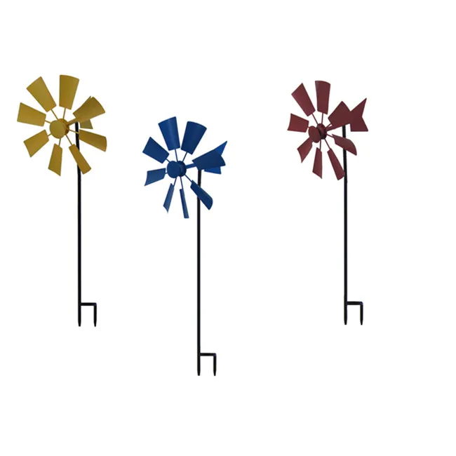 

Hot selling metal windmill decorative yard garden windmills ornamental garden metal windmill, Yellow/blue/red