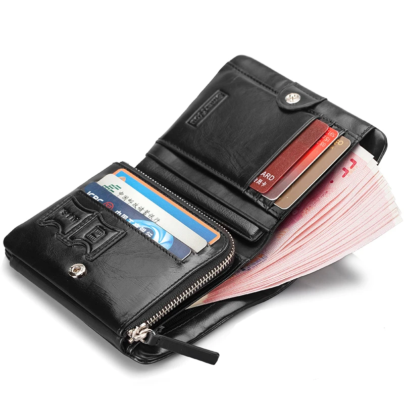 

Wallets Genuine Leather wallet for men leather slim zipper men's wallet credit card purse money clip diy bag kit, Black