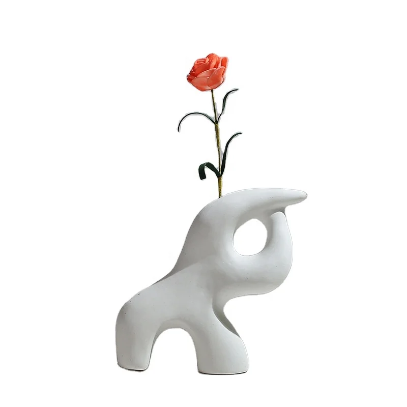 

Modern Ceramic Irregular Flower White Vases For Home Decor Handmade Art Porcelain Ceramic White Vase Decoration For Home