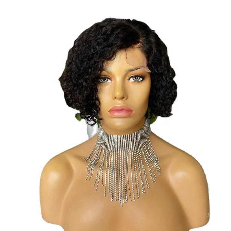 

Joywigs Curly Bob Wig Human hair Closure Wigs XX02 Style Virgin Hair 1.5*4in Closure Wigs 8in 180% Natural color