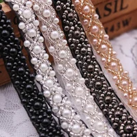 

fashion hand made 1cm width pearl beaded garment collar trims for tops