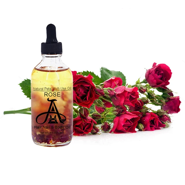 

AH Private Label Dried Flower Rose Petals Massage Multi-use Oil for Face Body Hair