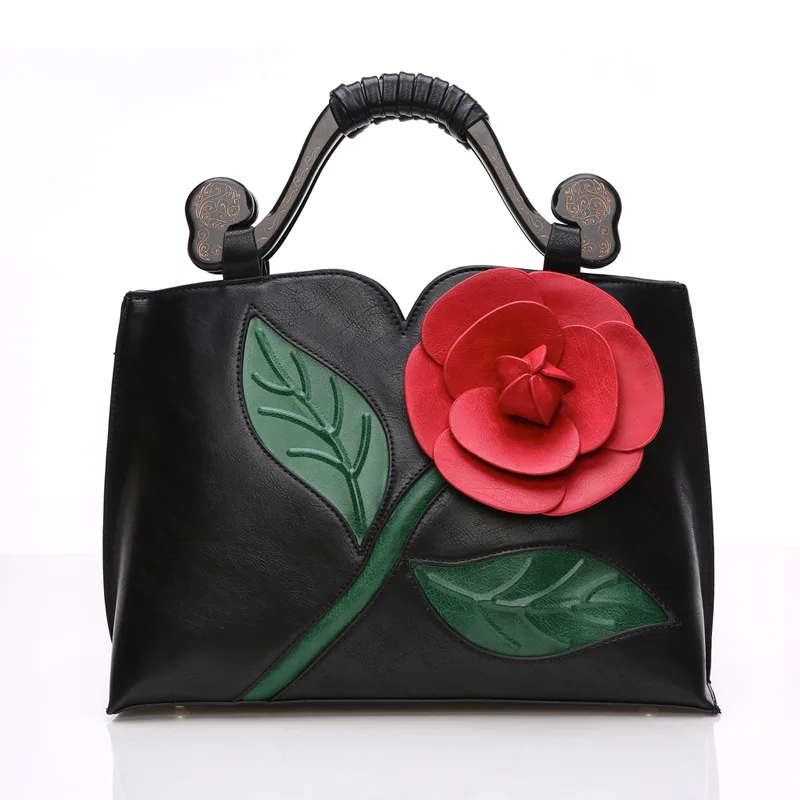 

Sales Promotion national style fashion 3D flowers high quality woodcarving handle women tote & shoulder handbag(XJYSM6817), White, black, pink, red, light blue, rose red