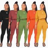 

good quality long sleeve candy color pencil pants women two piece set women clothing