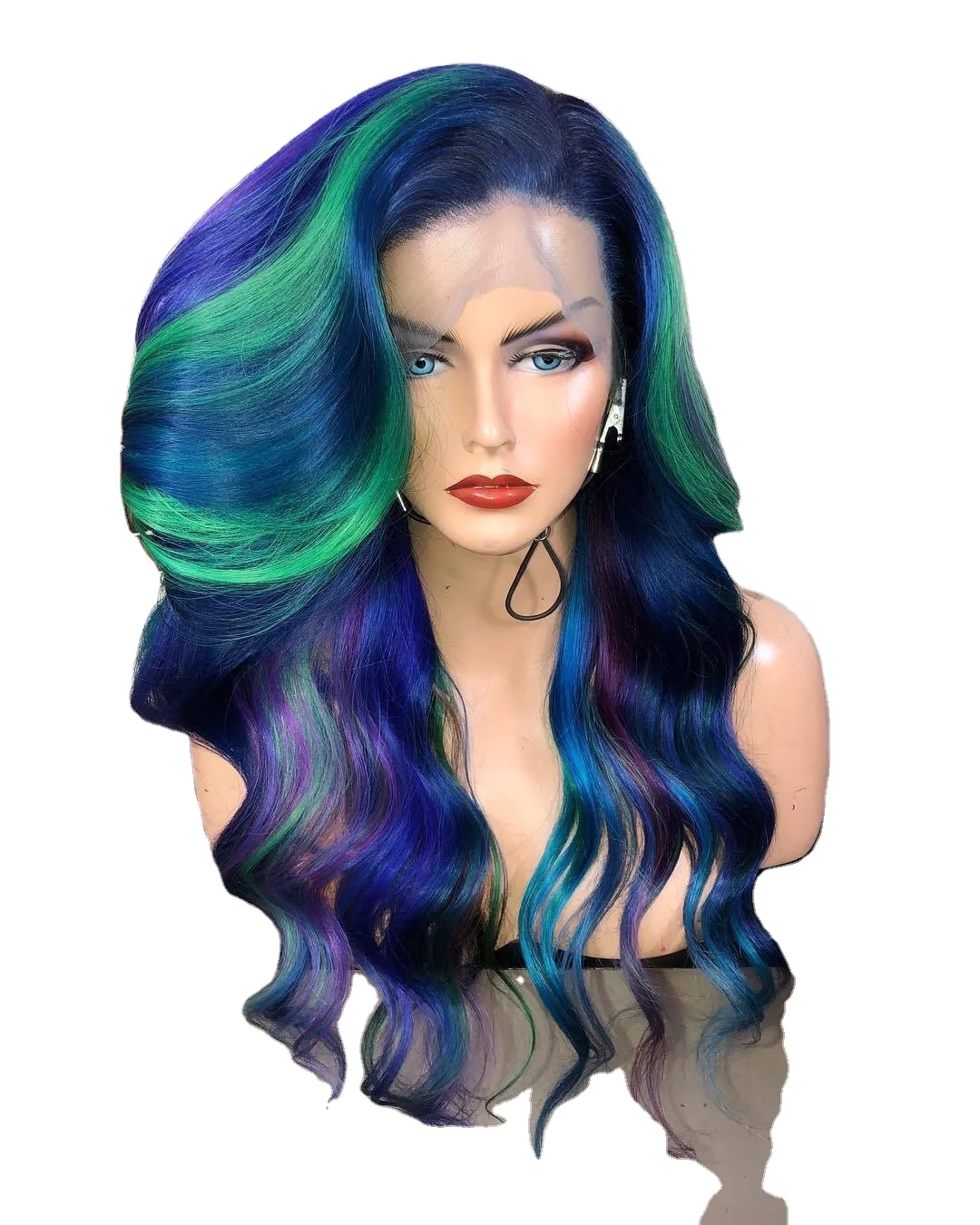 

Colors Wigs Purple blue green Straight Wig Long Hair Wigs Mix Color Hair