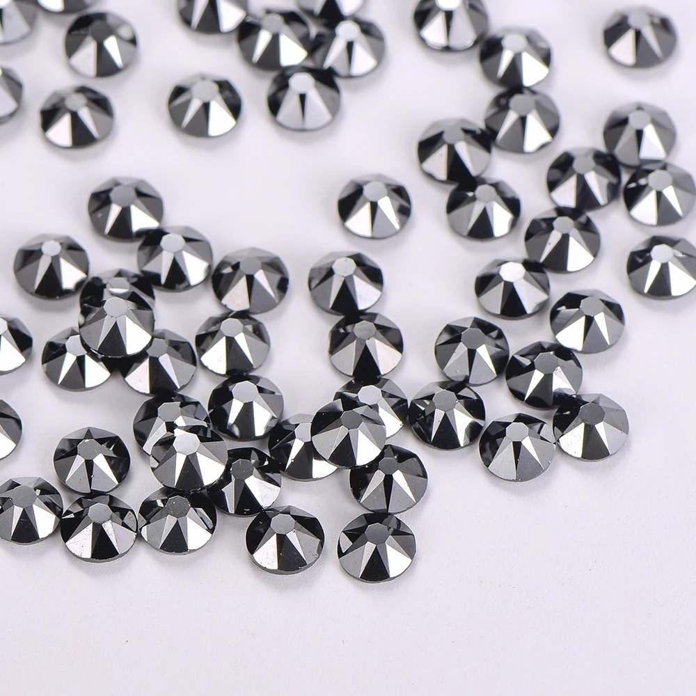 

Wholesale Rhinestone 2088 Jet Hematite color SS16 SS20 SS30 HotFix Flatback Rhinestone for Nail Art Decoration