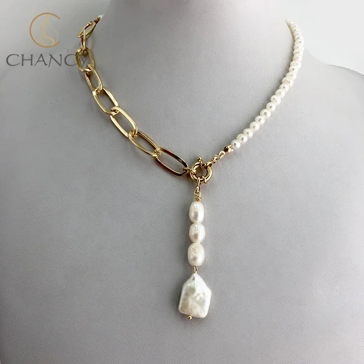 

Fashion design natural Freshwater pearl necklace bracelet, Gold