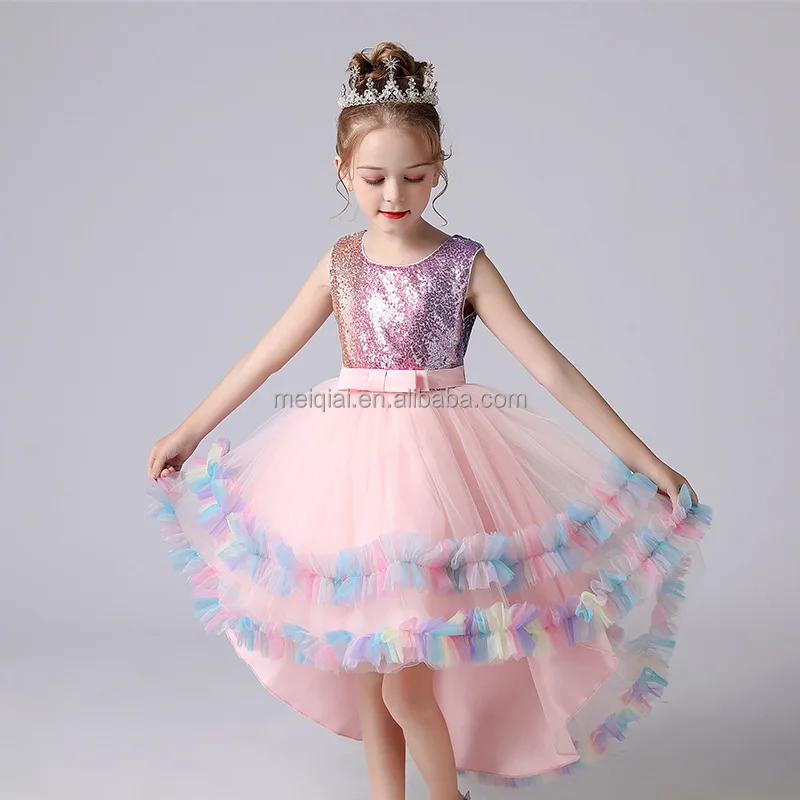 

MQATZ Baby Girls Princess Dress Kids Flower Girl Trailing Dresses Meiqiai Party Tutu Tulle Bridesmaid Prom Gown, Pink ,blue