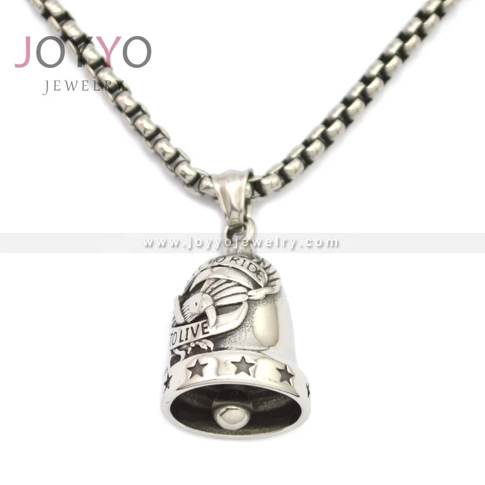 

Ride to Live Eagle Bell Pendant Jewelry Silver 316L Stainless Steel for Men Gift Punk Silver Plated Charm Pendants 31*21*21mm