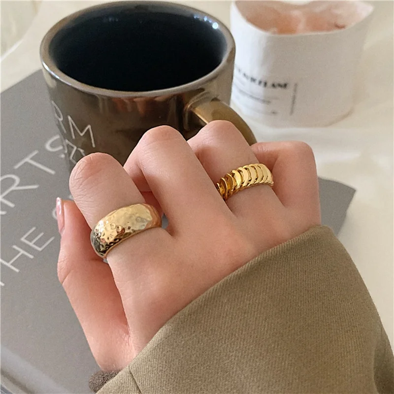 

New Fashion Punk Gold Color Metal Adjustable Rings For Women Students Mid Finger Knuckle Rings Party Jewelry Gifts