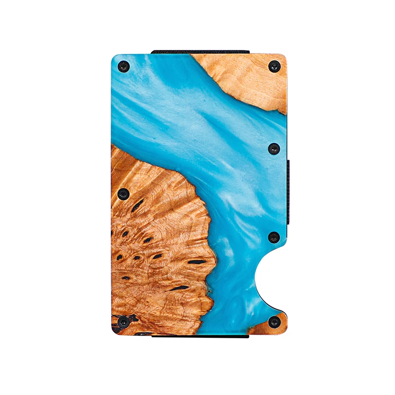 

Hot Sale RFID Blocking Wooden Resin Fashion Slim Credit Card Holders Multi Function Money Slip
