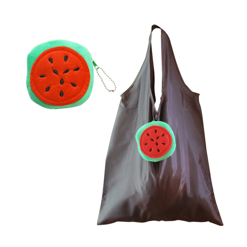 

Manufacturers Custom Printable Logo Cartoon Plush Watermelon Reusable Folding Portable Shopping Bag, 1colors