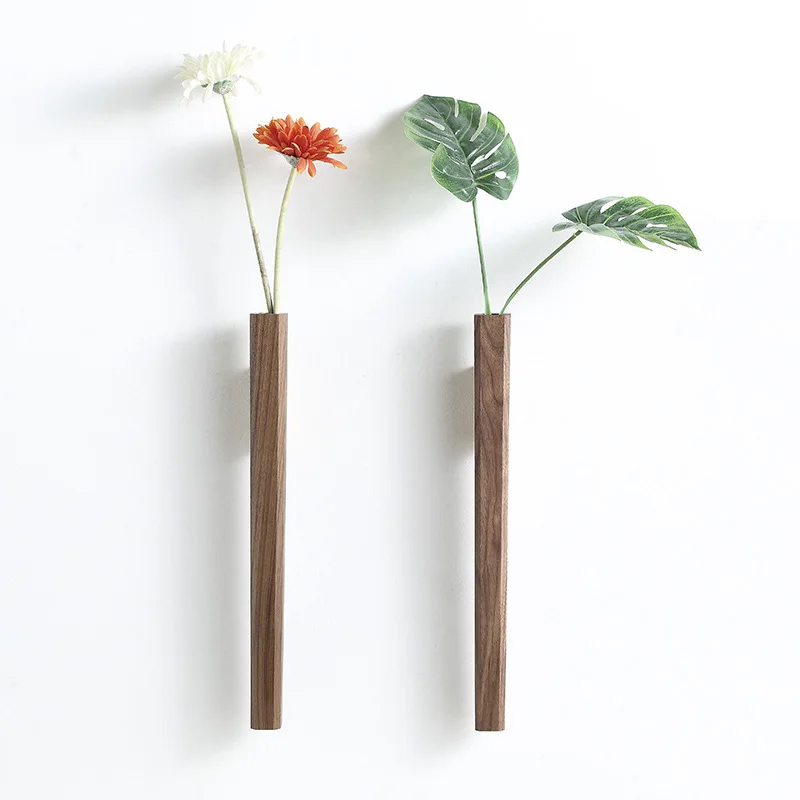 

Wholesale Wall Mounted Hanging Flower Bud Plants Wooden hydroponic vases Stand For Home Garden Decoration