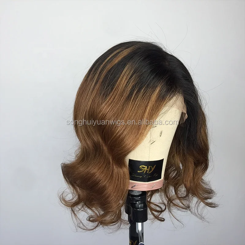 

Colorful 100% Human Hair Lace Front Wigs Adhesive Glue Ombre Brown