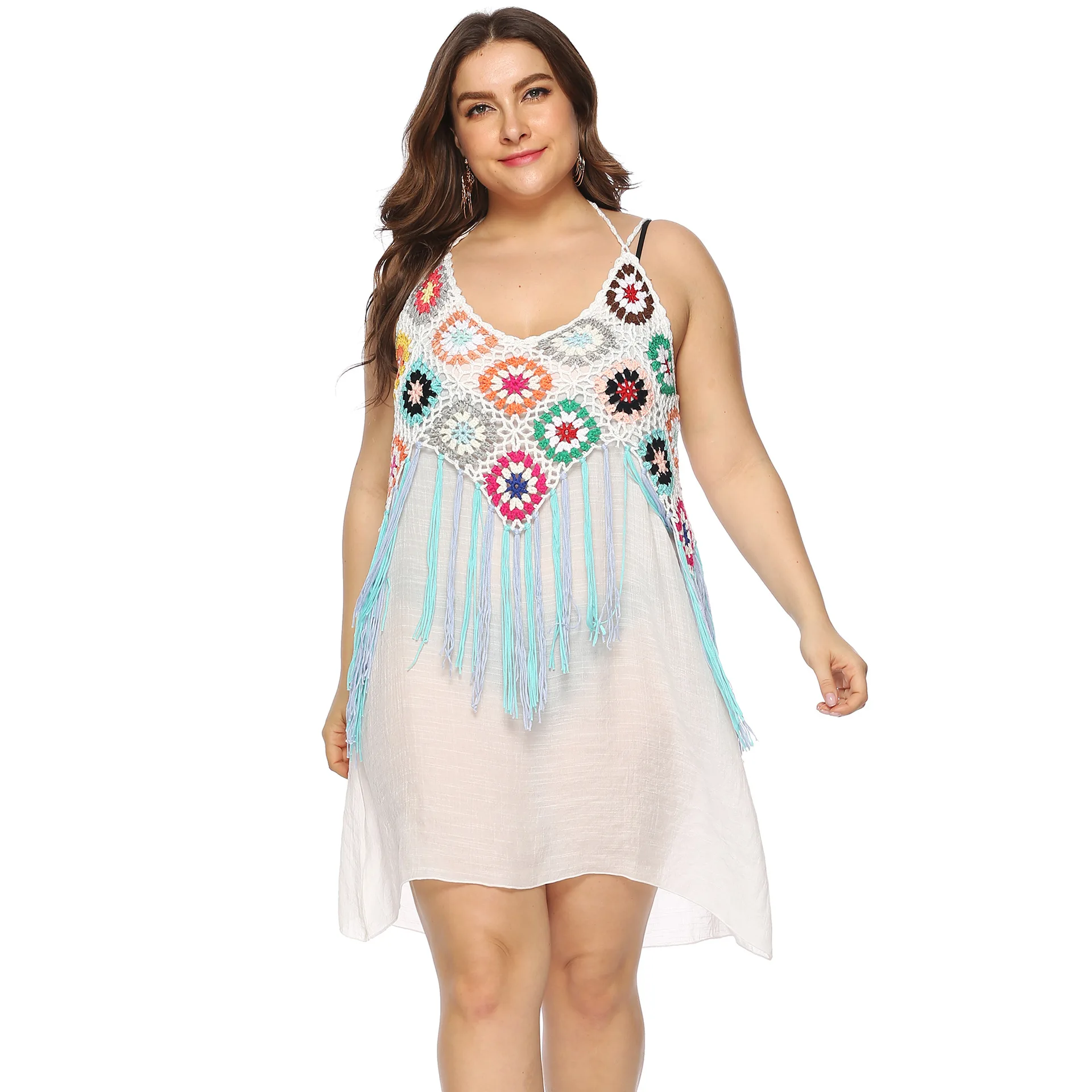 

Floral Embroidery tassel cami Dress