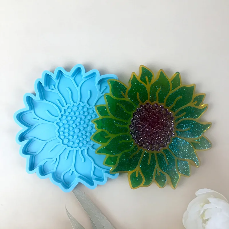 

5045 sunflower Epoxy Resin Silicone Mold Geode Coaster Mold